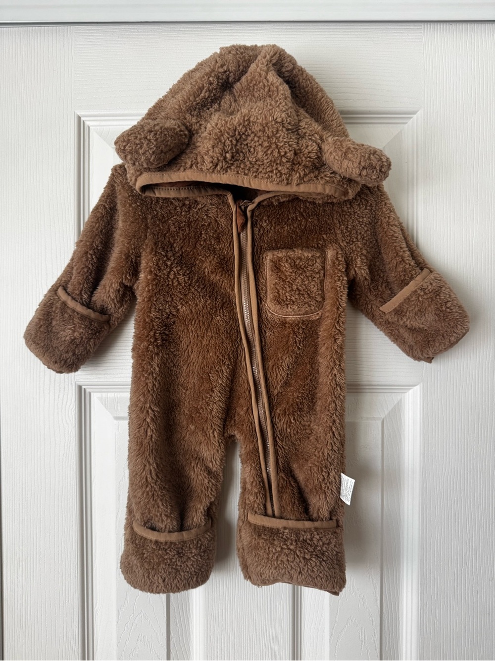Plush Teddy Bear Brown Baby Hooded Footie One-Piece